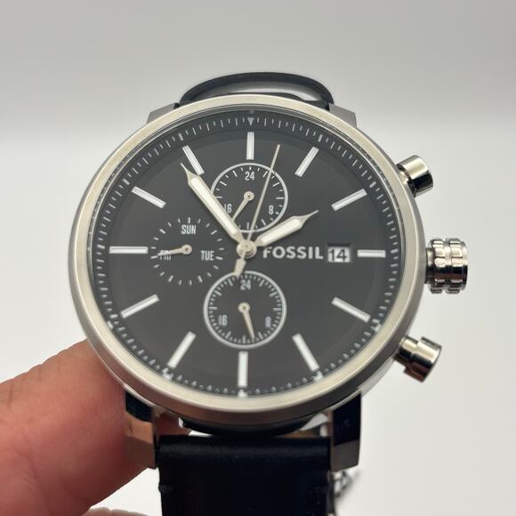 Fossil Rhett BQ2849 Men’s 42mm Black Dial Multifunction Quartz Leather Straps - Picture 12 of 15